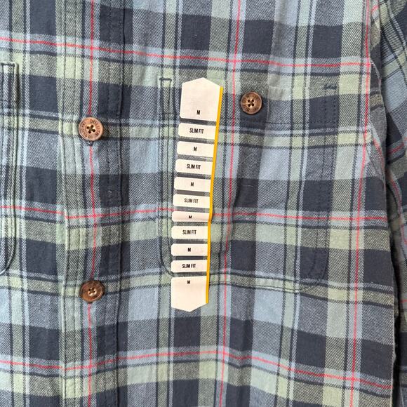 Duluth Trading Co Men's Free Swingin' Flannel Shirt Slim Fit Blue Medium NEW - Picture 3 of 7